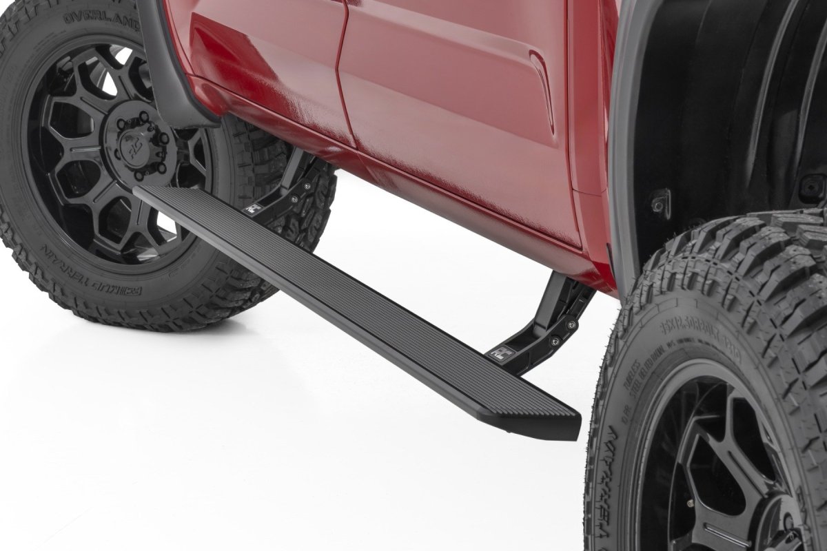 Toyota Tundra Power Running Boards - Rough Country - HT-Series, Automatic Retractable, LED Lights - '22-'26